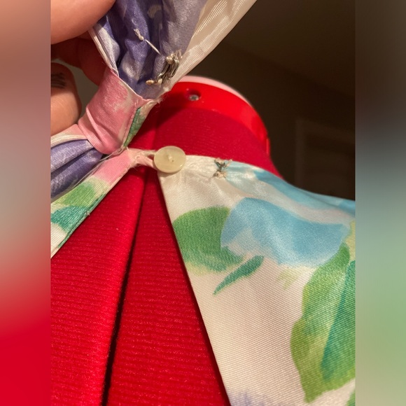 Vintage 80s Gunne Sax Pastel Floral Formal Gown With Bow Details - Picture 9 of 15